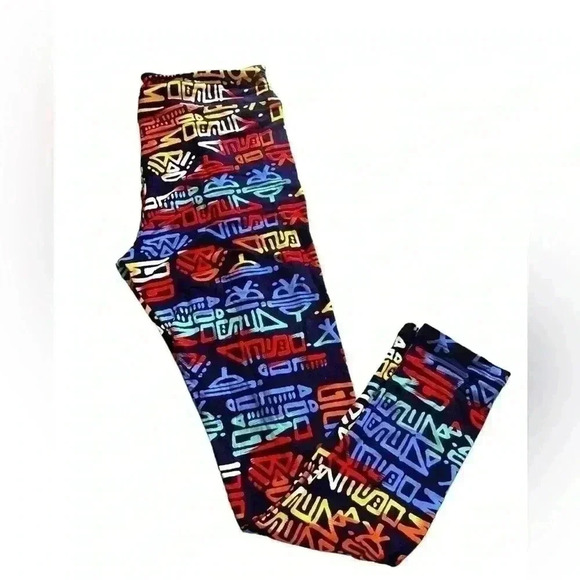 Lularoe TC navy blue tribal pattern multi colored leggings. NWOT. - Picture 2 of 5